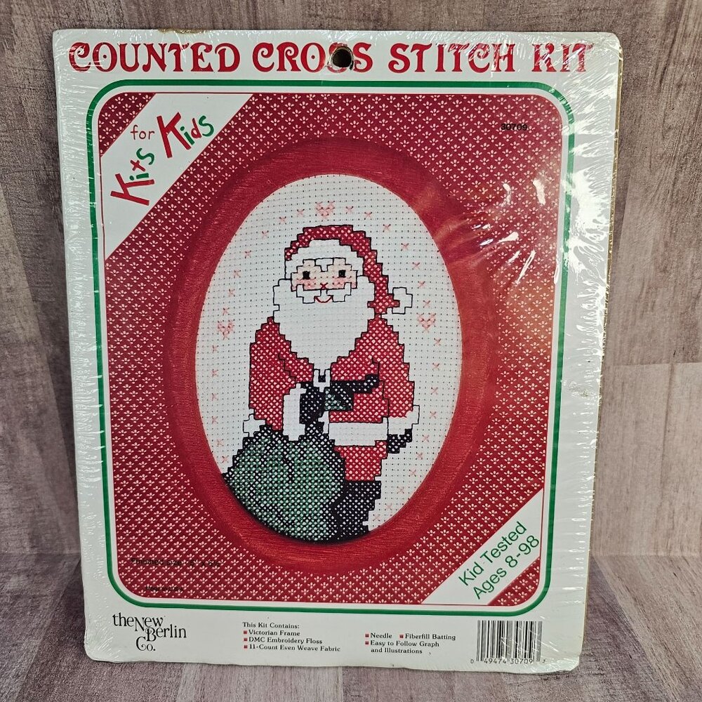 NEW Santa Counted Cross Stitch Kit For Kids New Berlin Co Christmas Holidays